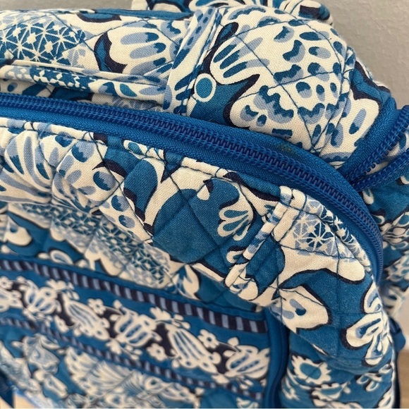 Vera Bradley Blue Paisley Backpack White School Adult Teen College Laptop Pocket - Picture 5 of 14